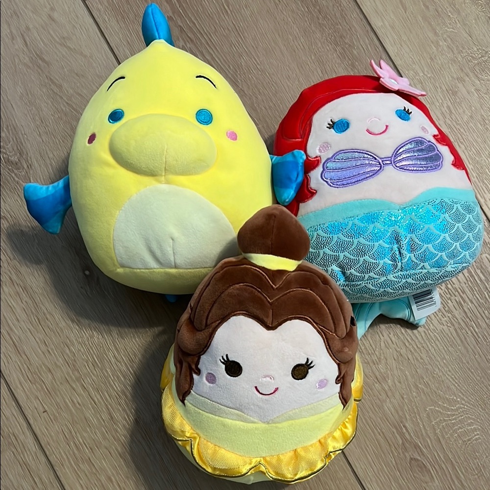 Squishmallow Disney Princess Plush Toy Set - Yellow, Blue, Brown